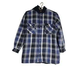 Winter Run Jacket Mens LT Quilted Lined Flannel Shirt Jacket Plaid with Hood